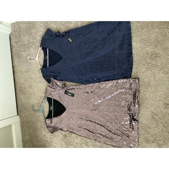 Lulus Sequin Mini Dress Lot‎ of 2 Navy & Rose Gold Size S Party Cocktail NWT - Picture 1 of 11